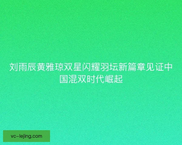 刘雨辰黄雅琼双星闪耀羽坛新篇章见证中国混双时代崛起 刘雨辰黄雅琼双星闪耀羽坛新篇章见证中国混双时代崛起